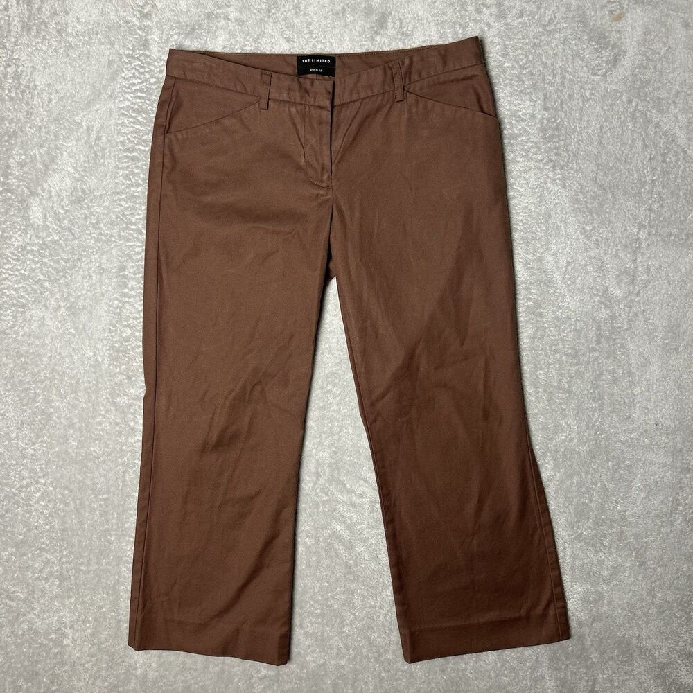 The Limited Low Rise Brown Dress Pants Cropped Size 2 Cotton With Stretch Y2K